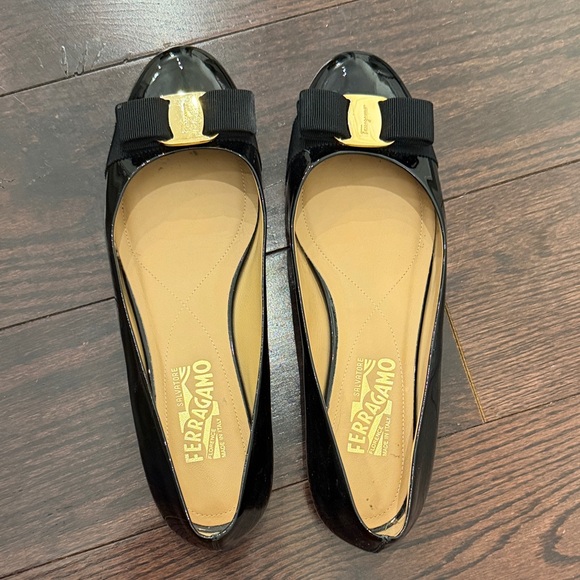 Salvatore Ferragamo Shoes - Salvatore Ferragamo Varina Black Patent Flats